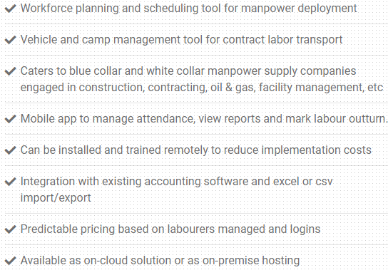 Construction Workforce Management Software Key Features